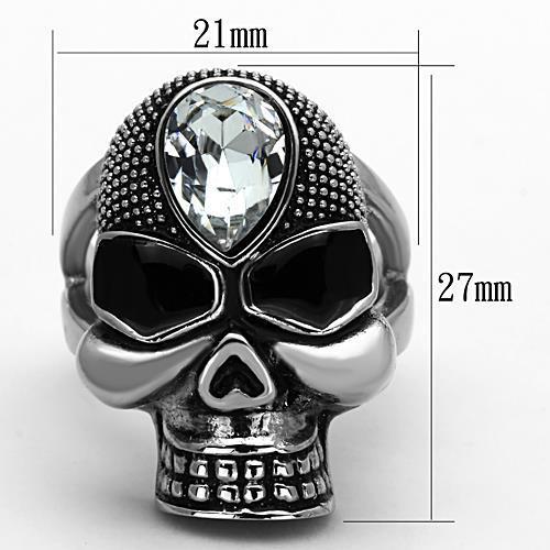 TK1313 - High polished (no plating) Stainless Steel Ring with Top Grade Crystal  in Clear-1