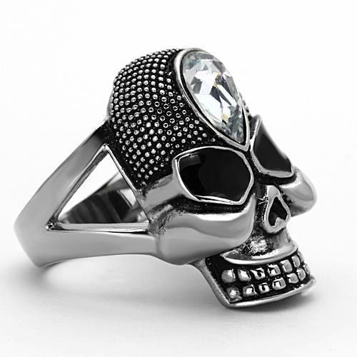 TK1313 - High polished (no plating) Stainless Steel Ring with Top Grade Crystal  in Clear-3