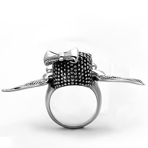 TK1314 - High polished (no plating) Stainless Steel Ring with Epoxy  in Jet-3