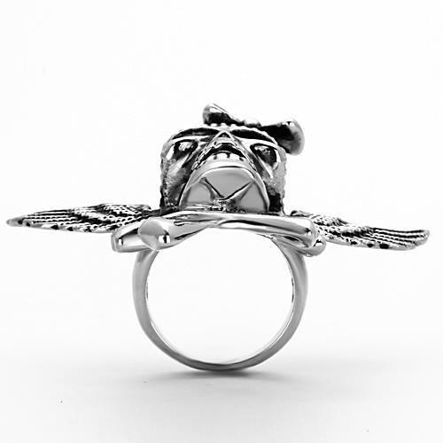TK1314 - High polished (no plating) Stainless Steel Ring with Epoxy  in Jet-2