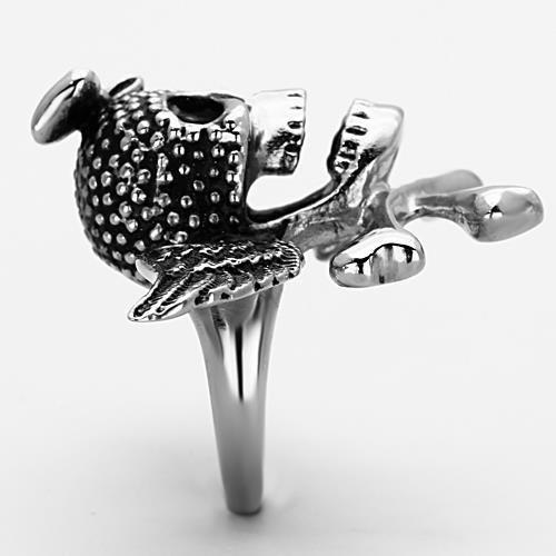 TK1314 - High polished (no plating) Stainless Steel Ring with Epoxy  in Jet-4