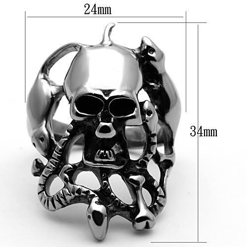 TK1315 - High polished (no plating) Stainless Steel Ring with Epoxy  in Jet-1