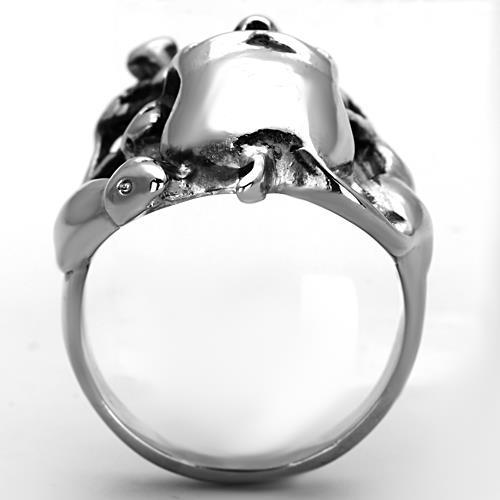TK1315 - High polished (no plating) Stainless Steel Ring with Epoxy  in Jet-2