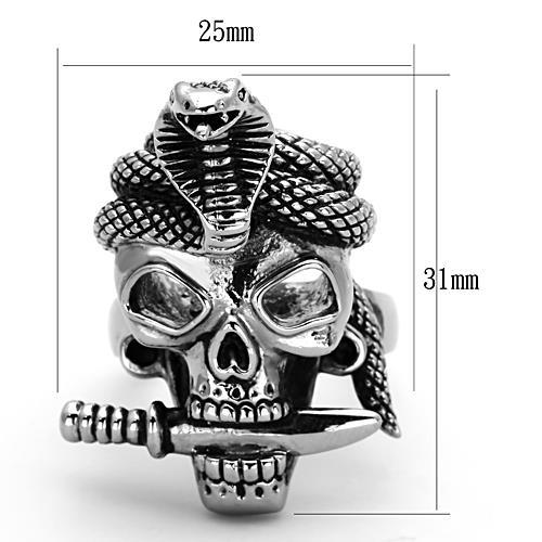TK1316 - High polished (no plating) Stainless Steel Ring with Epoxy  in Jet-1