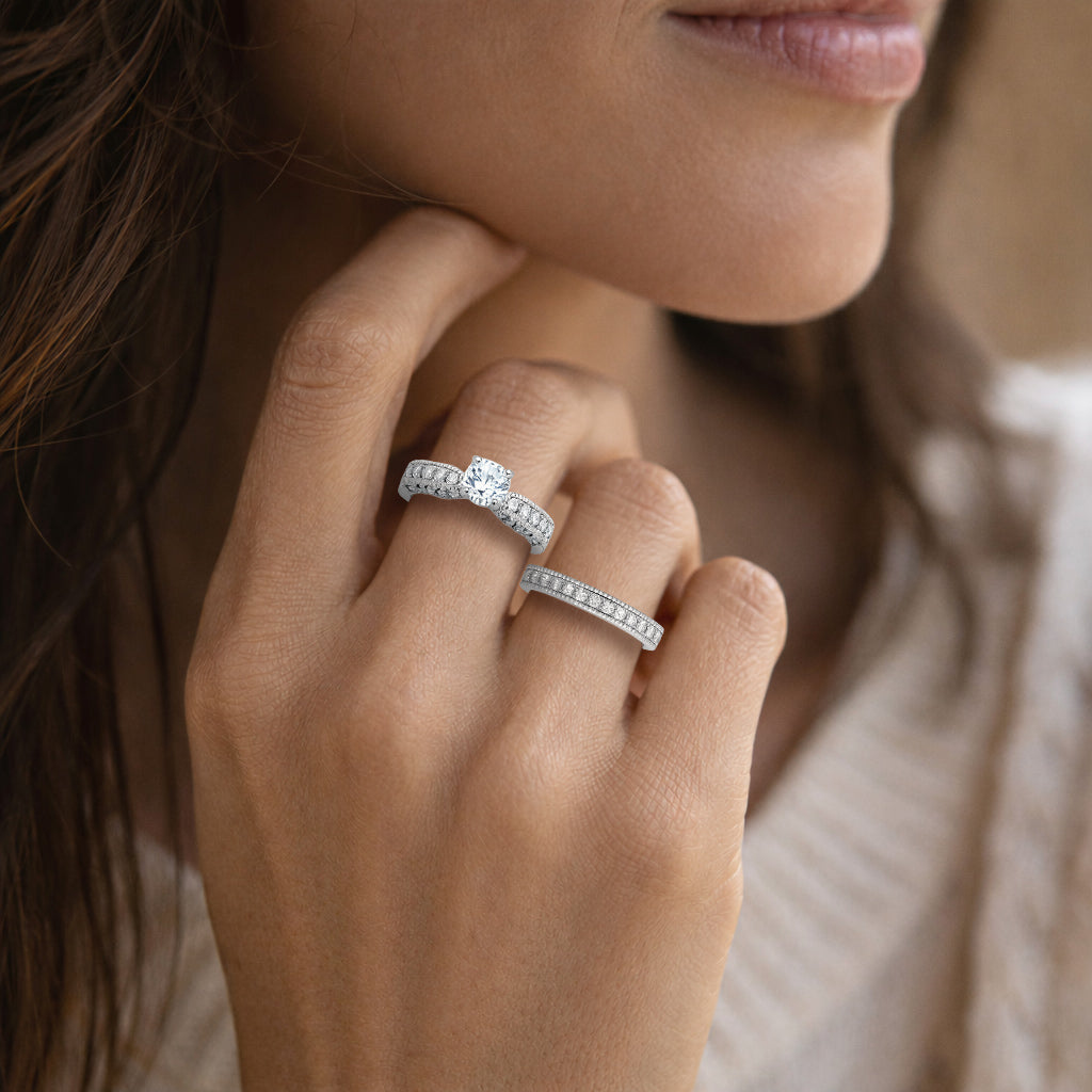 TK1318 - High polished (no plating) Stainless Steel Ring with AAA Grade CZ  in Clear-4