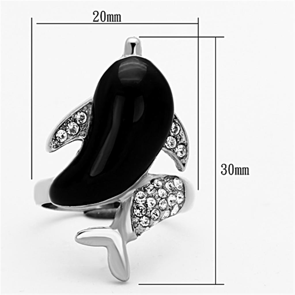 TK1326 - High polished (no plating) Stainless Steel Ring with Top Grade Crystal  in Clear-1