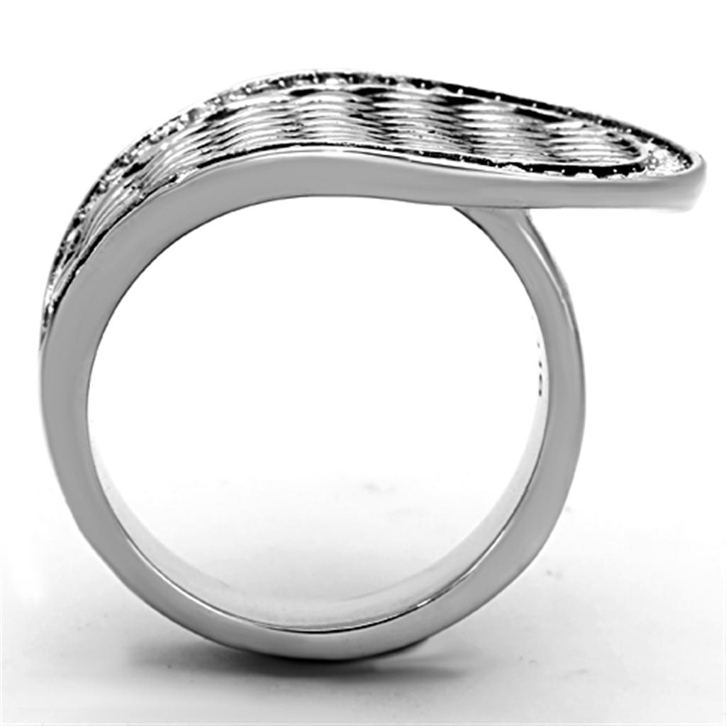 TK1328 - High polished (no plating) Stainless Steel Ring with Top Grade Crystal  in Clear-2