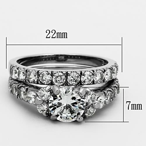 TK1331 - High polished (no plating) Stainless Steel Ring with AAA Grade CZ  in Clear-1