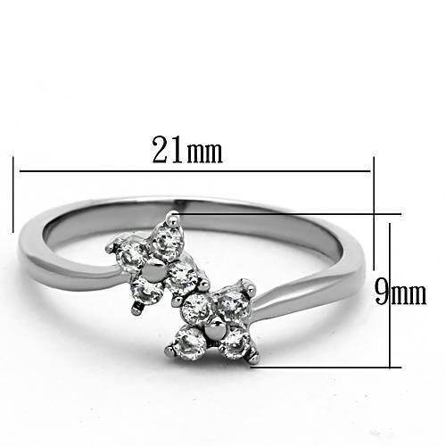 TK1333 - High polished (no plating) Stainless Steel Ring with AAA Grade CZ  in Clear-1