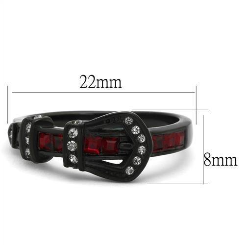 TK1334J - IP Black(Ion Plating) Stainless Steel Ring with Top Grade Crystal  in Multi Color-1
