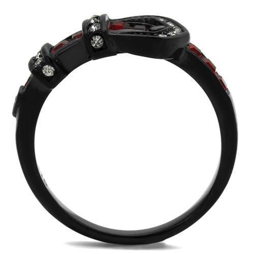 TK1334J - IP Black(Ion Plating) Stainless Steel Ring with Top Grade Crystal  in Multi Color-2