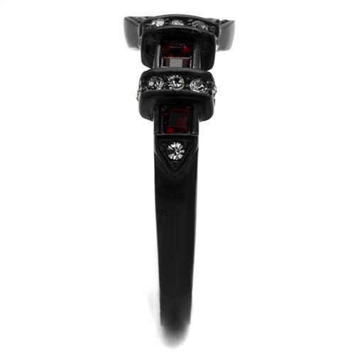 TK1334J - IP Black(Ion Plating) Stainless Steel Ring with Top Grade Crystal  in Multi Color-3
