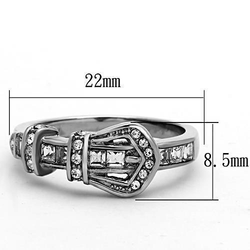 TK1334 - High polished (no plating) Stainless Steel Ring with Top Grade Crystal  in Clear-1