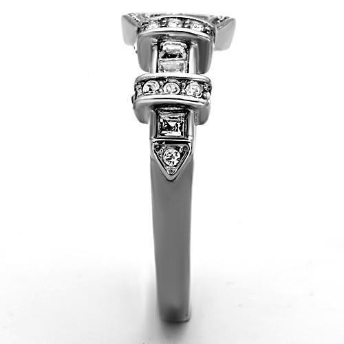 TK1334 - High polished (no plating) Stainless Steel Ring with Top Grade Crystal  in Clear-3
