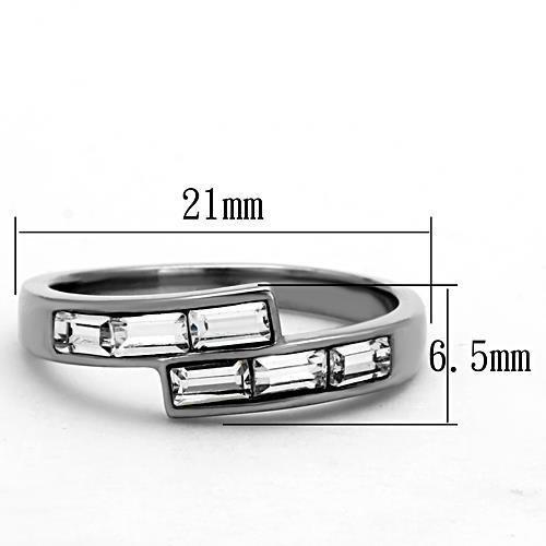 TK1335 - High polished (no plating) Stainless Steel Ring with Top Grade Crystal  in Clear-1