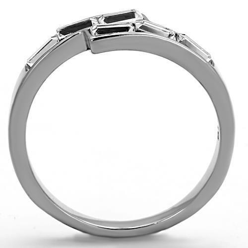 TK1335 - High polished (no plating) Stainless Steel Ring with Top Grade Crystal  in Clear-2