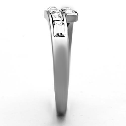 TK1335 - High polished (no plating) Stainless Steel Ring with Top Grade Crystal  in Clear-3