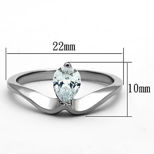 TK1336 - High polished (no plating) Stainless Steel Ring with AAA Grade CZ  in Clear-1