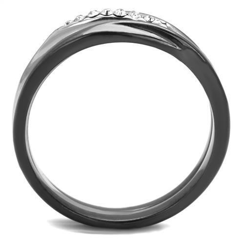 TK1340PJ - Two Tone IP Light Black (IP Gun) Stainless Steel Ring with Top Grade Crystal  in Clear-2