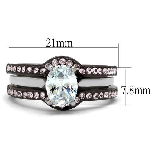 TK1344PC - Two Tone IP Dark Brown (IP coffee) Stainless Steel Ring with AAA Grade CZ  in Clear-1