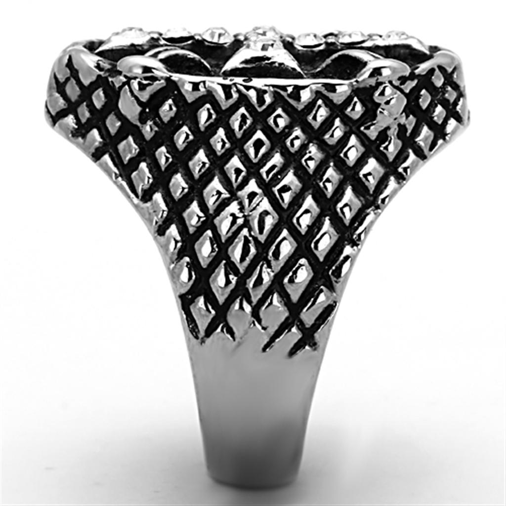 TK1351 - High polished (no plating) Stainless Steel Ring with Top Grade Crystal  in Clear-3