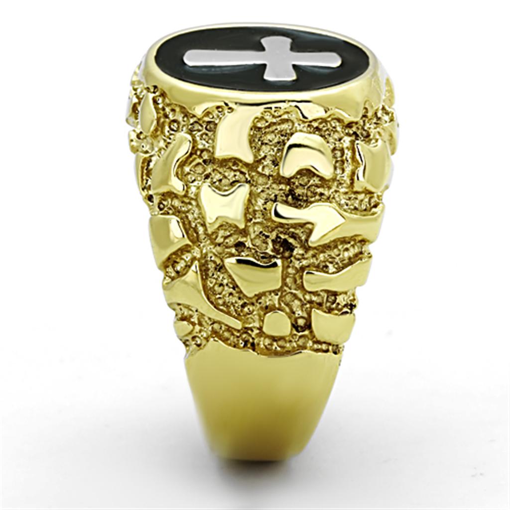 TK1358 - Two-Tone IP Gold (Ion Plating) Stainless Steel Ring with No Stone-3