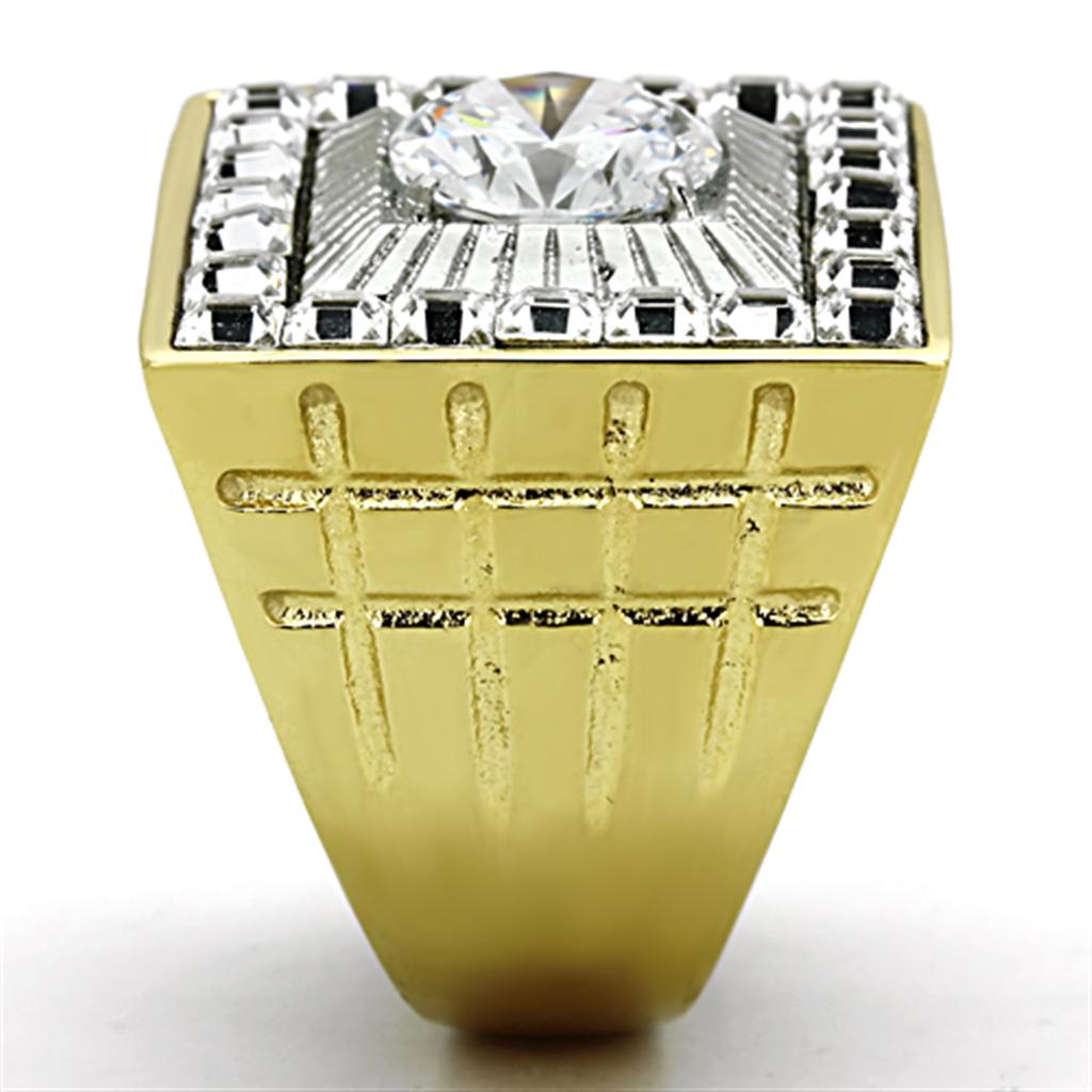 TK1359 - Two-Tone IP Gold (Ion Plating) Stainless Steel Ring with AAA Grade CZ  in Clear-3