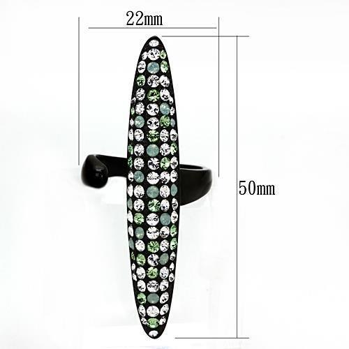 TK1365 - IP Black(Ion Plating) Stainless Steel Ring with Top Grade Crystal  in Multi Color-1