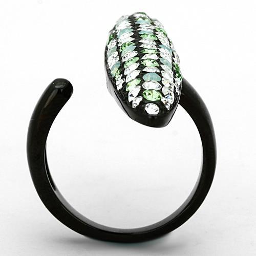TK1365 - IP Black(Ion Plating) Stainless Steel Ring with Top Grade Crystal  in Multi Color-2