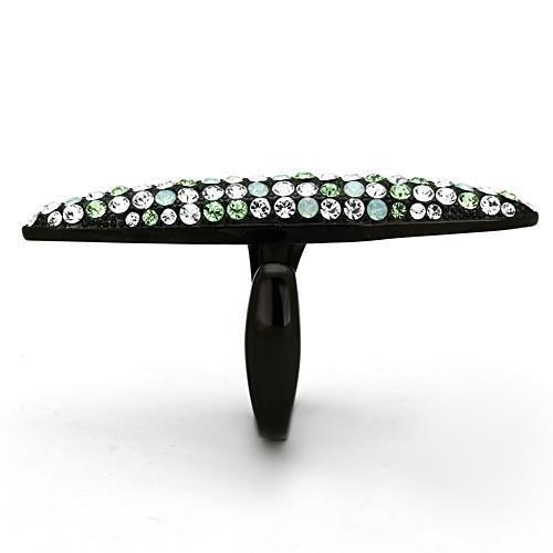TK1365 - IP Black(Ion Plating) Stainless Steel Ring with Top Grade Crystal  in Multi Color-3