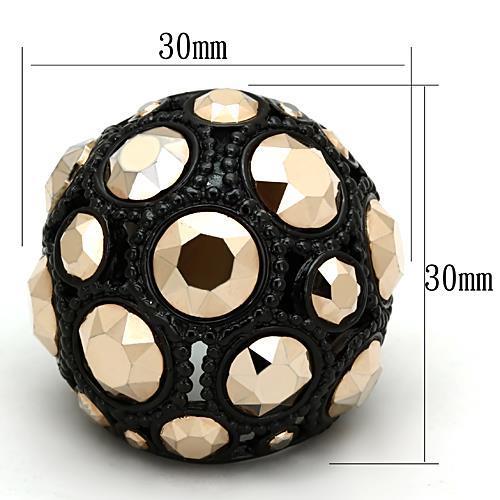 TK1366 - IP Black(Ion Plating) Stainless Steel Ring with Top Grade Crystal  in Metallic Light Gold-1
