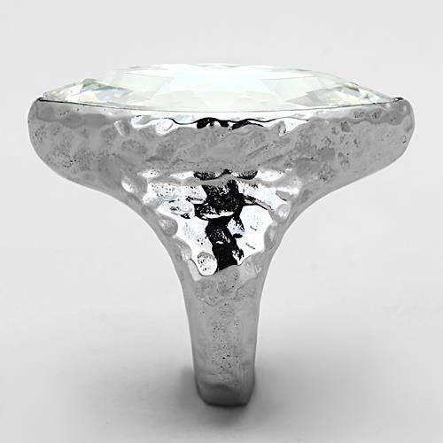 TK1368 - IP rhodium (PVD) Stainless Steel Ring with Top Grade Crystal  in Clear-3