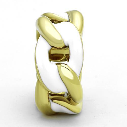TK1369 - IP Gold(Ion Plating) Stainless Steel Ring with Epoxy  in White-3