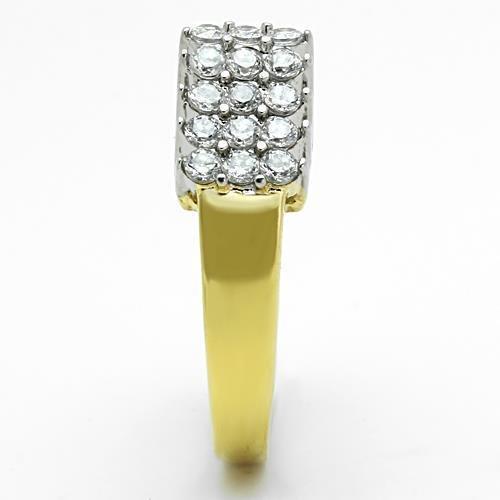 TK1376 - Two-Tone IP Gold (Ion Plating) Stainless Steel Ring with AAA Grade CZ  in Clear-3