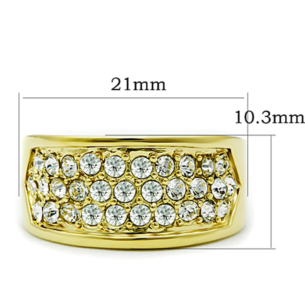 TK1385 - IP Gold(Ion Plating) Stainless Steel Ring with Top Grade Crystal  in Clear-1