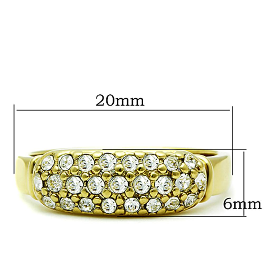 TK1389 - IP Gold(Ion Plating) Stainless Steel Ring with Top Grade Crystal  in Clear-1