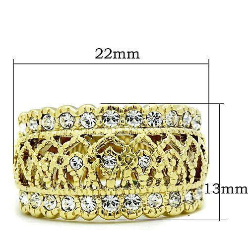 TK1393 - IP Gold(Ion Plating) Stainless Steel Ring with Top Grade Crystal  in Clear-1