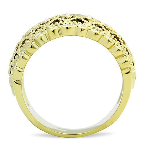 TK1393 - IP Gold(Ion Plating) Stainless Steel Ring with Top Grade Crystal  in Clear-2