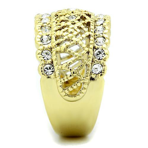 TK1393 - IP Gold(Ion Plating) Stainless Steel Ring with Top Grade Crystal  in Clear-3