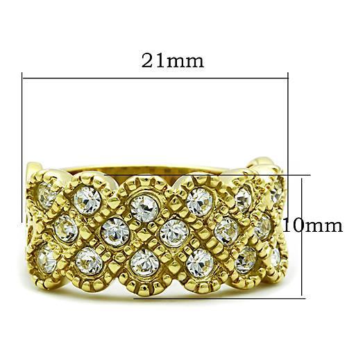 TK1394 - IP Gold(Ion Plating) Stainless Steel Ring with Top Grade Crystal  in Clear-1