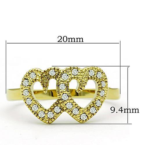 TK1398 - IP Gold(Ion Plating) Stainless Steel Ring with Top Grade Crystal  in Clear-1