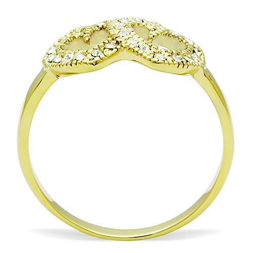 TK1398 - IP Gold(Ion Plating) Stainless Steel Ring with Top Grade Crystal  in Clear-2