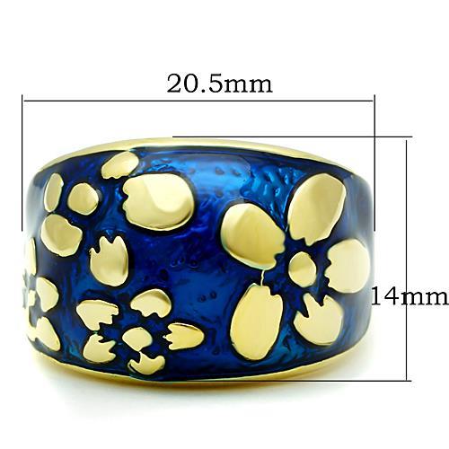 TK1399 - IP Gold(Ion Plating) Stainless Steel Ring with Epoxy  in Capri Blue-1