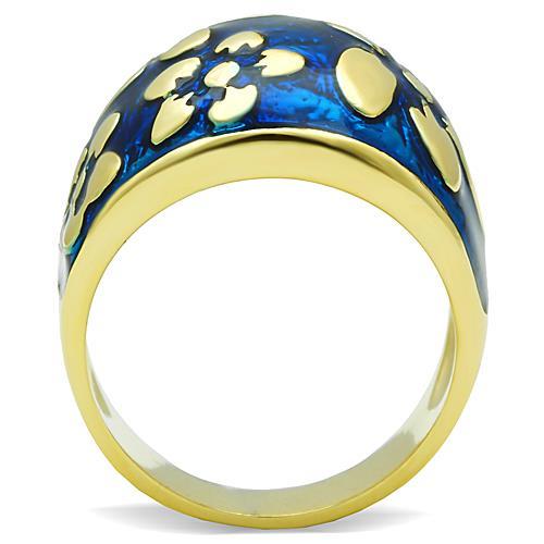 TK1399 - IP Gold(Ion Plating) Stainless Steel Ring with Epoxy  in Capri Blue-2