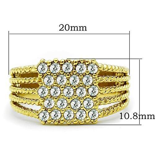 TK1400 - IP Gold(Ion Plating) Stainless Steel Ring with Top Grade Crystal  in Clear-1