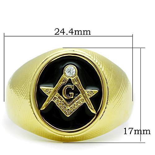 TK1403 - IP Gold(Ion Plating) Stainless Steel Ring with Top Grade Crystal  in Clear-2