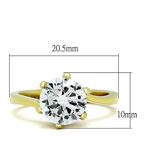 TK1406 - IP Gold(Ion Plating) Stainless Steel Ring with AAA Grade CZ  in Clear-1