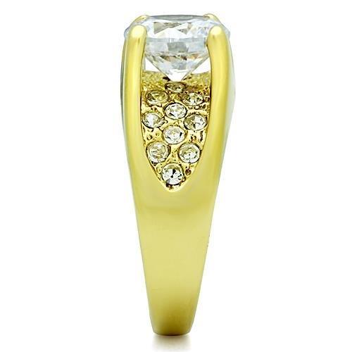 TK1411 - IP Gold(Ion Plating) Stainless Steel Ring with AAA Grade CZ  in Clear-3