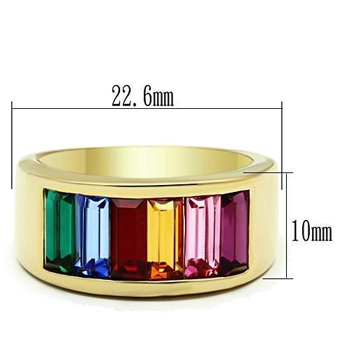 TK1415 - IP Gold(Ion Plating) Stainless Steel Ring with Top Grade Crystal  in Multi Color-1