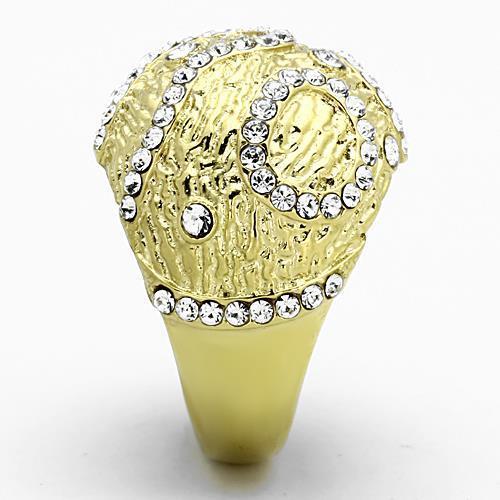 TK1419 - IP Gold(Ion Plating) Stainless Steel Ring with Top Grade Crystal  in Clear-3